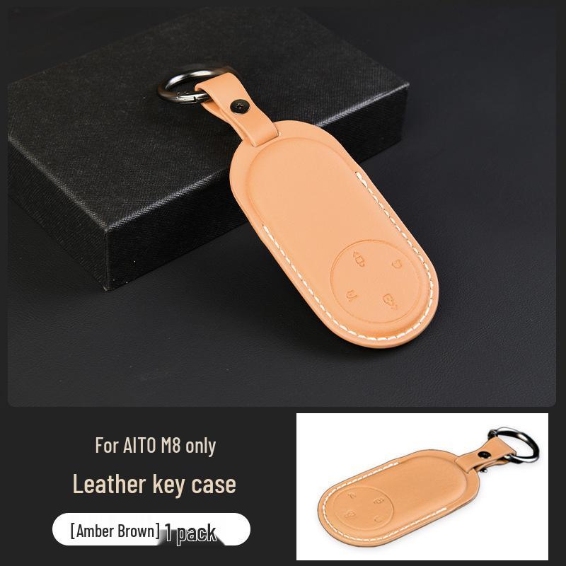

AITO M8/M9 Key Cover: Modified Leather & Silicone TPU Case with Buckle For AITO M8/M9