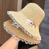 Summer New Lace Breathable Woven Straw Hat Women's French Seaside Vacation Sunshade Sunscreen Breathable Beach Sun Hat