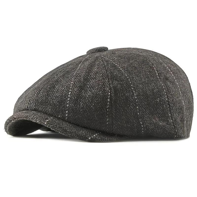 

Retro Newsboy Caps Men British Painters Hats Spring Autumn Berets Herringbone Grid With Red Line Flat Cap Hip Hop Berets