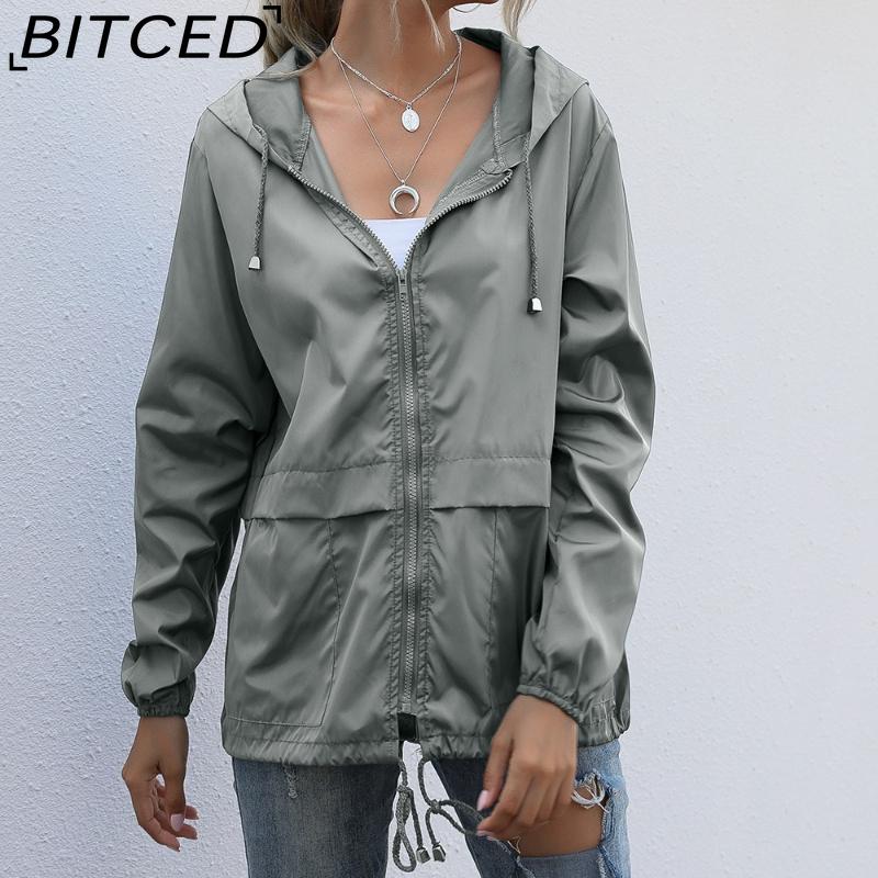 BITCED Women's Zipped Hooded Jacket Lightweight Outdoor Hiking Rainproof Jacket