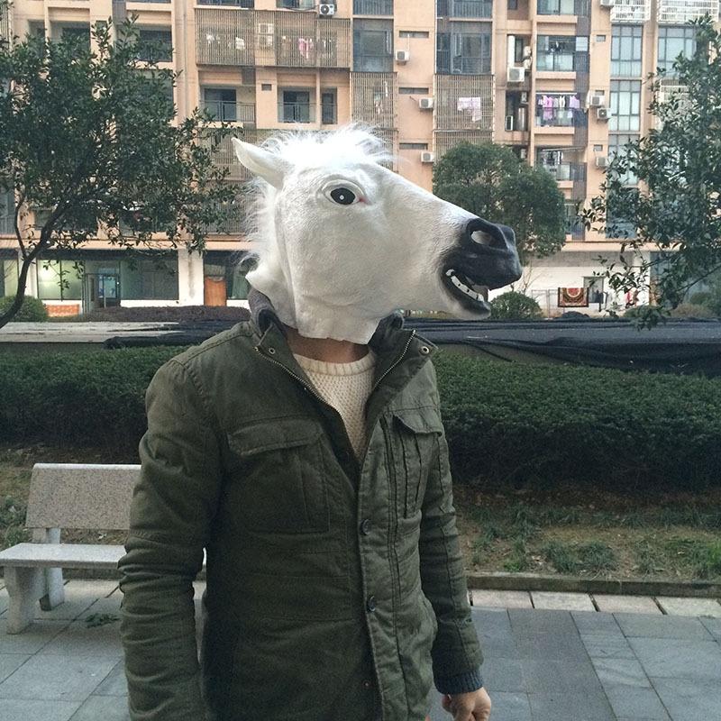 

Halloween Cosplay Horse Head Mask Latex Animal Party Costume Prop Toy Novel Jk белый