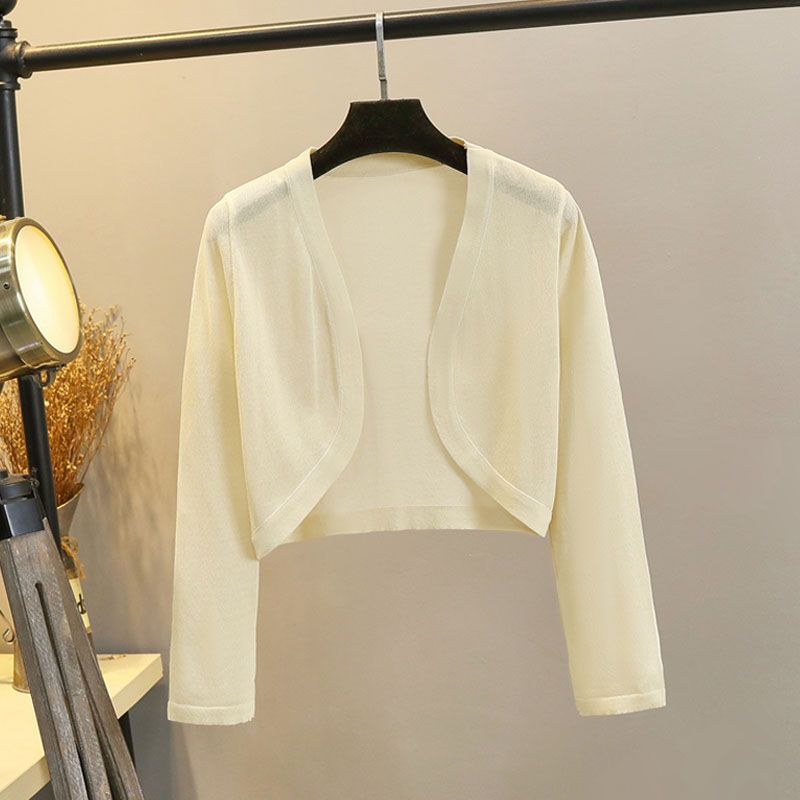 

Ice Silk Sunscreen Waistcoat with Skirt Knitted Outerwear Cardigan Apricot S