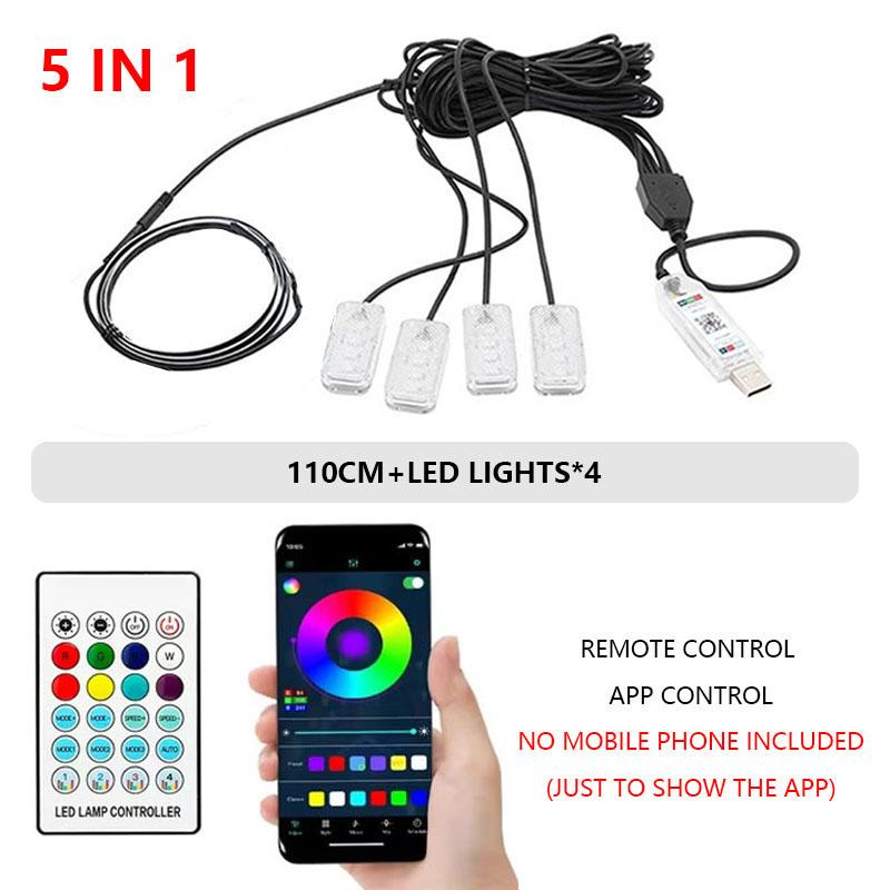 Neon Light 110cm APP Control Car LED Ambient Lights RGB Symphony Streamer Bluetooth Rainbow Acrylic Strips Atmosphere Lamp Kit