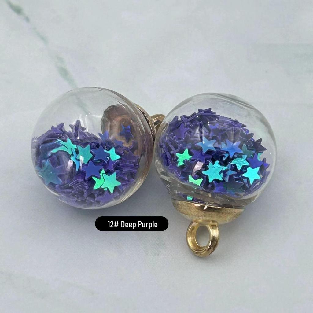 Glass Round Ball Star Sequin Pendant Earrings & Keychain Accessories