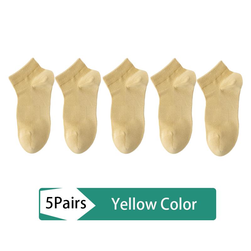 High Quality 5Pairs Women's Socks Combed Cotton Spring Summer New Solid Color Fashion Comfort Female Socks Woman Size EU34-39