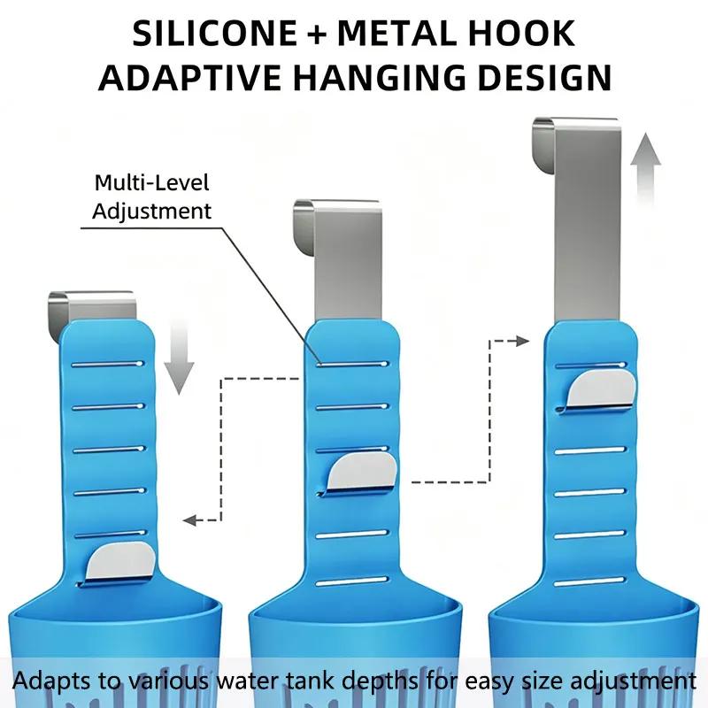 Adjustable Toilet Tank Tablet Holder Silicone Hanging Toilet Cleaner Block Storage Basket  Versatile Cleaner Deodorizer Hangers