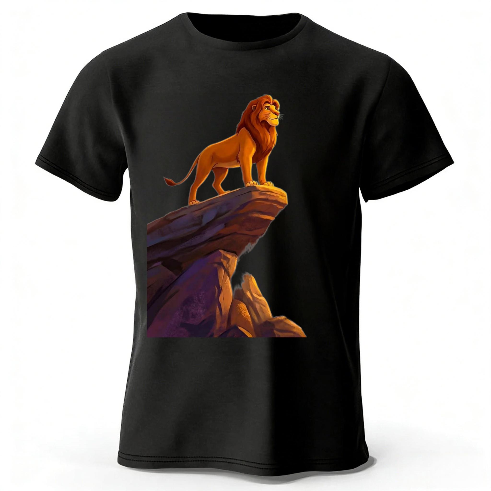 

Durable Lion King Simba Highquality Pure Cotton Tshirt for Men Daily Leisure Running Fitness Short Sleeved Quick Drying Design M