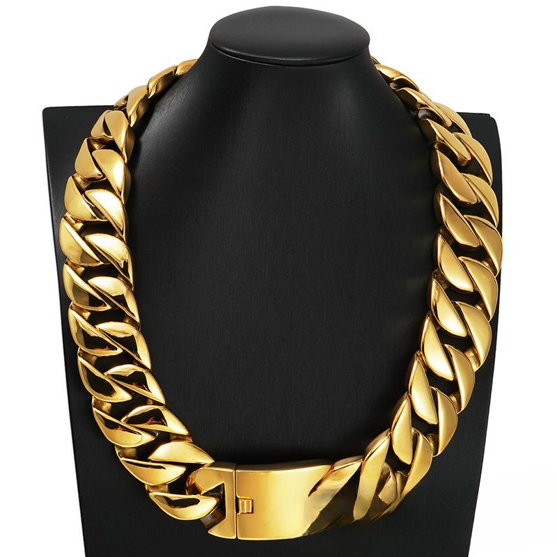 Náhrdelník z lité titanové oceli pro muže Hrubě litý Velký Hip Hop Nerezový náhrdelník