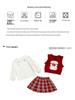 Autumn 2025 Girls' Cartoon Sweater Vest & JK Plaid Skirt Set