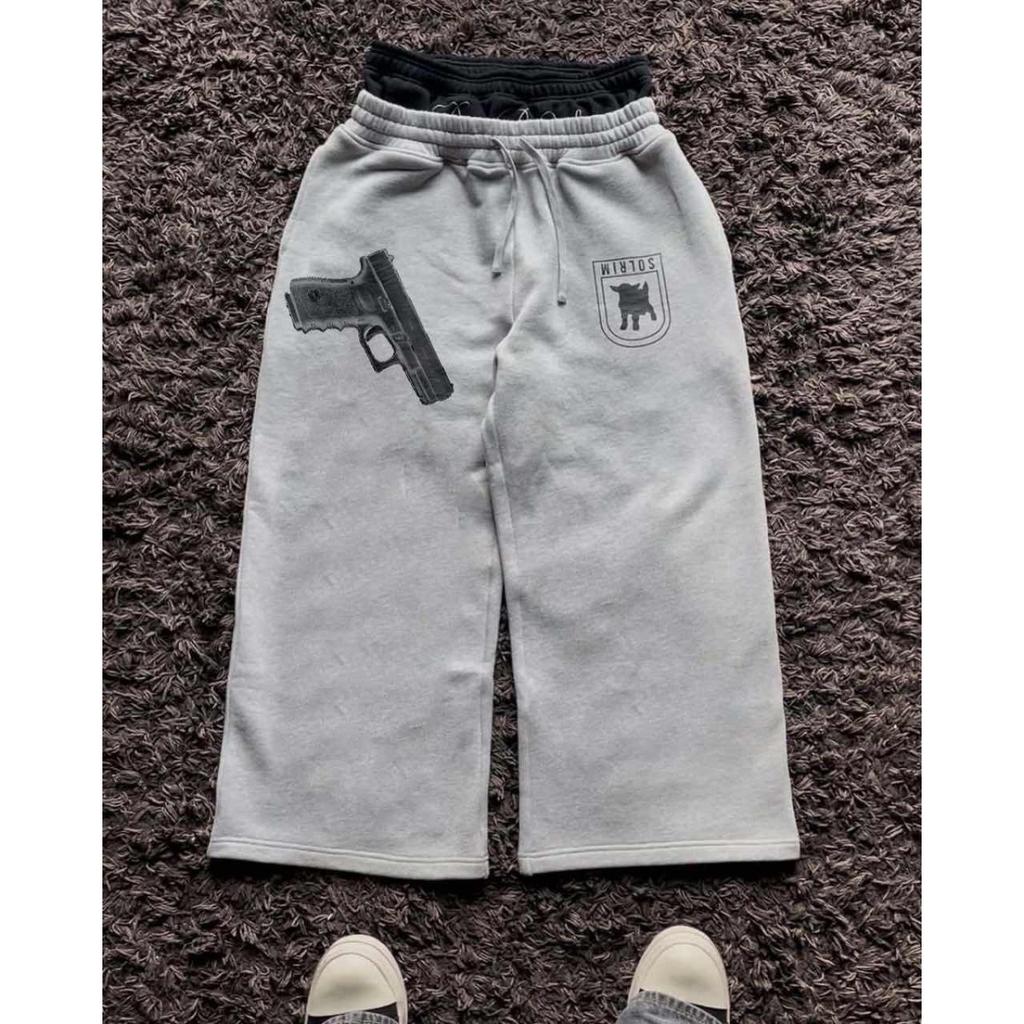 BeatStreet Y2K High-Waisted Printed Embroidered Street Guard Pants Spring Summer Casual Straight Leg Double Waist Design Fashionable