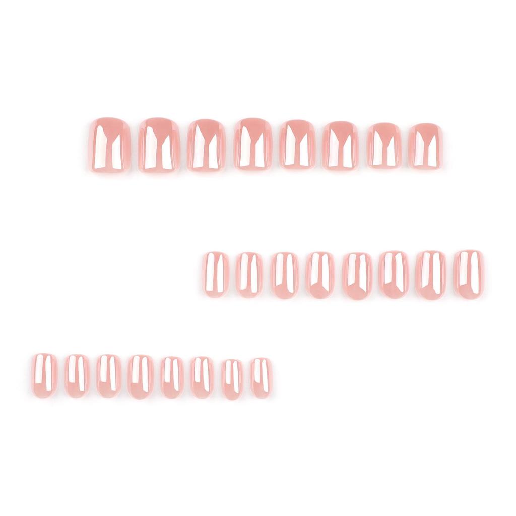 2024 Hot Pink Short Square Wearable False Nail Tips - Internet Celebrity Style