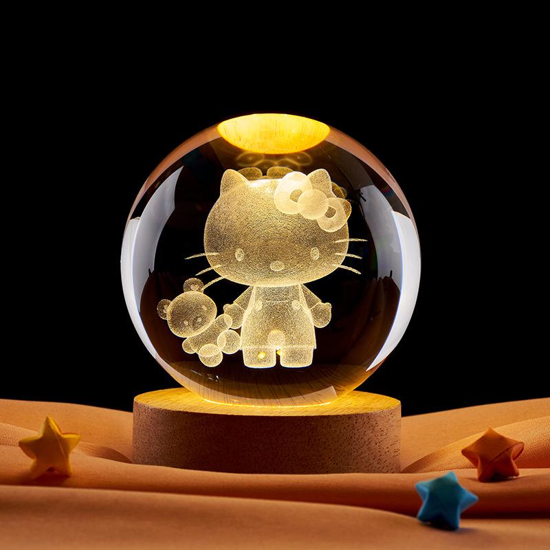 3D Cartoon Anime Crystal Ball Night Light - Creative Birthday Gift for Children