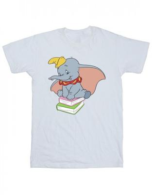 Girls Dumbo Sitting On Books Cotton T-Shirt