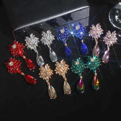 Luxury Temperament Women's Crystal Earrings Personalized Exaggerated Earrings Dress Accessories