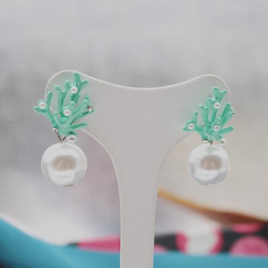 1 Paar Ohrstecker Korallenform Kunstperlen Schmuck Niedlich All Match Ohrstecker