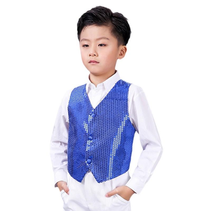 Children's Sequin Vest Dancewear: Jazz, Street, Catwalk Performance Costume for Girls and Boys