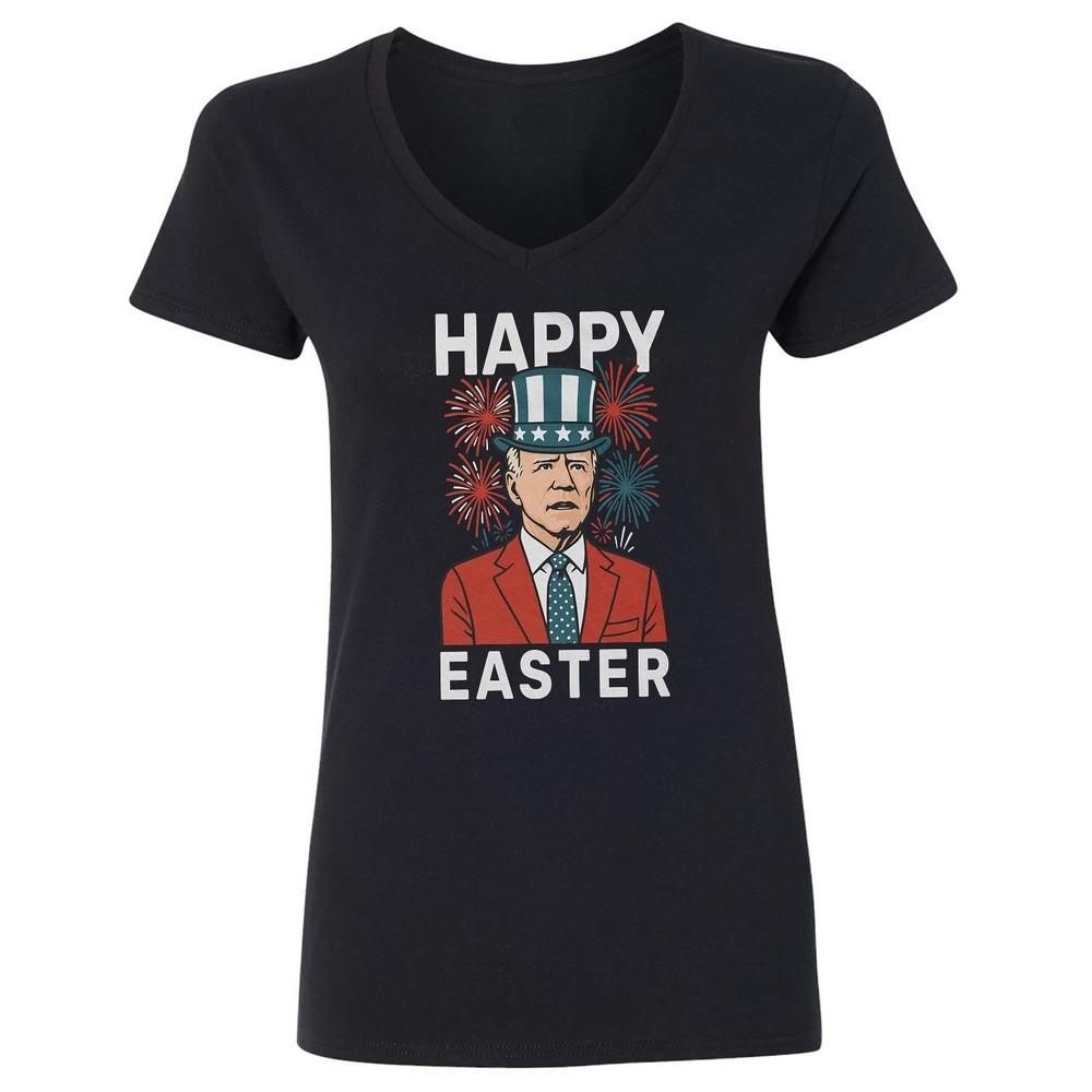 4th of July Biden Happy Easter - Independence Day Ladies  V-Neck Tshirt Unisex T-Shirt L