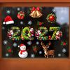 Snowman Window Stickers 2027 Merry Christmas Cling, Santa Reindeer Glass Door Sticker, Seasonal Clings Static Decal for Living Room Bedroom