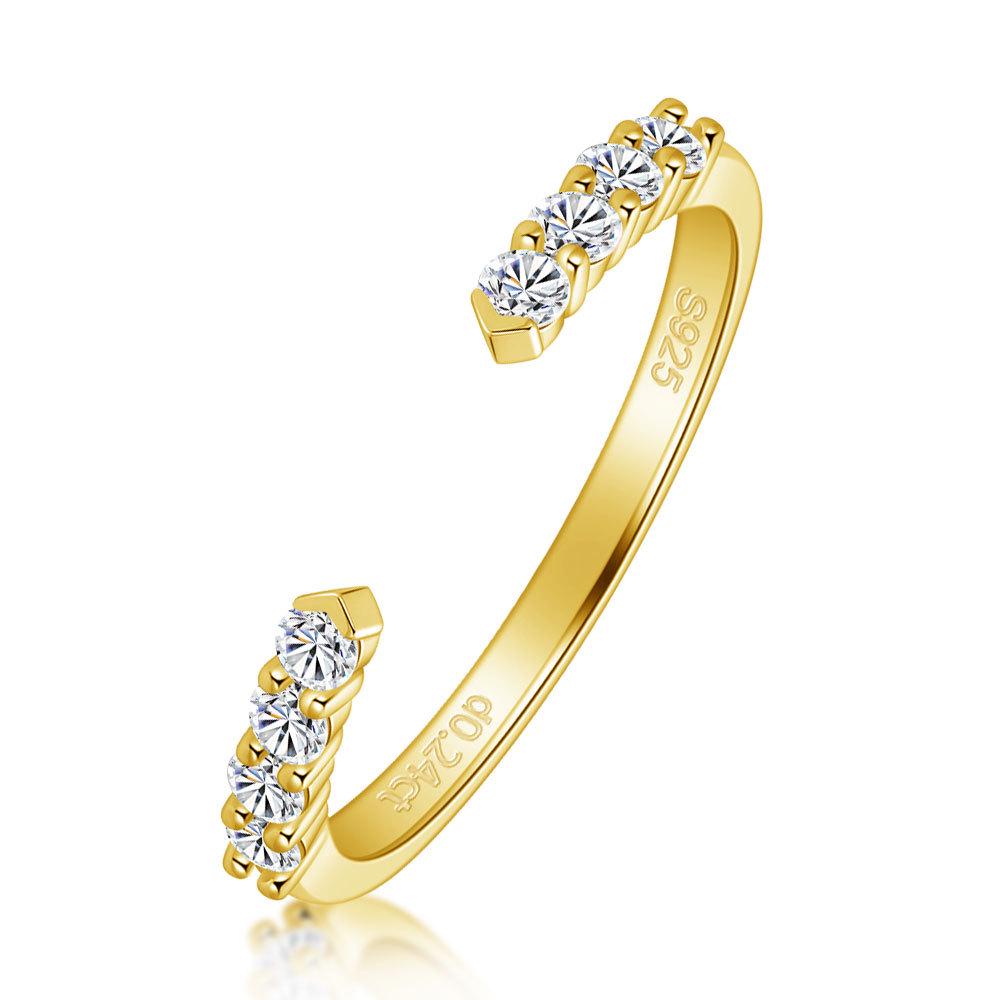 Round Moissanite Eternity Ring: 18k Gold-Plated S925 Silver, Versatile Open Design, Stackable. US 9 золотой