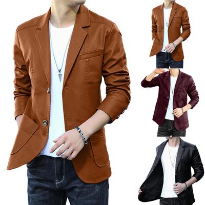 Men's Leather Suit Collar Casual Leather Jacket