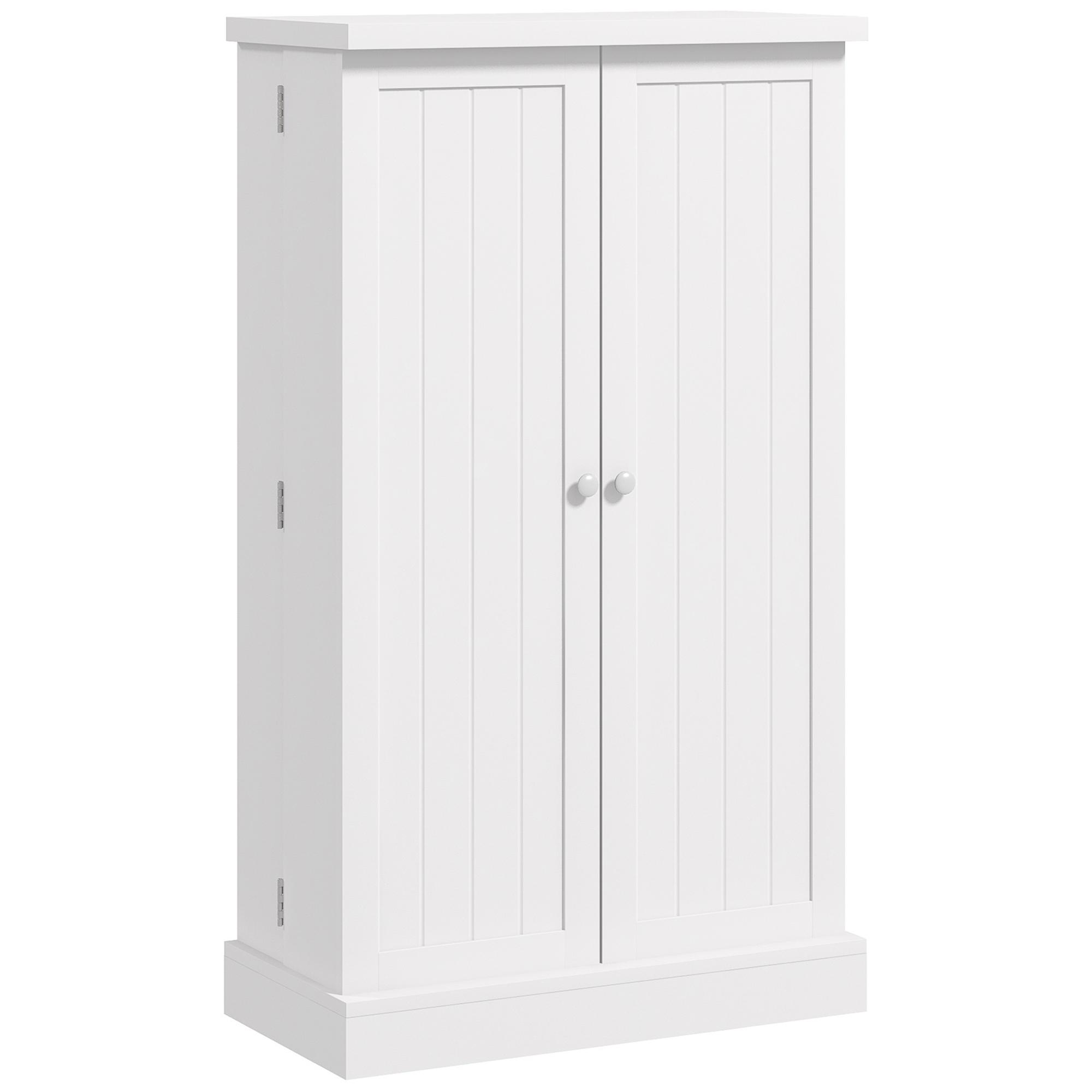 Armoire de cuisine Autoportante Multi-rangement Armoire de garde-manger de cuisine Avec étagères réglables Blanc