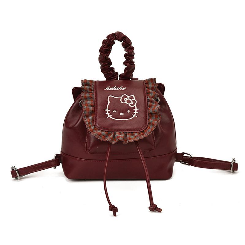 Hello Kitty Pu Mini Backpack With Splicing Design For Daily Use
