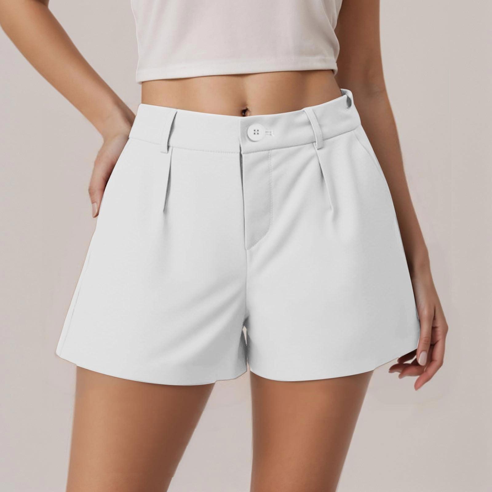 

Женские повседневные брюки-костюм с высокой талией и эффектом похудения, универсальные однотонные свободные шорты XL белый