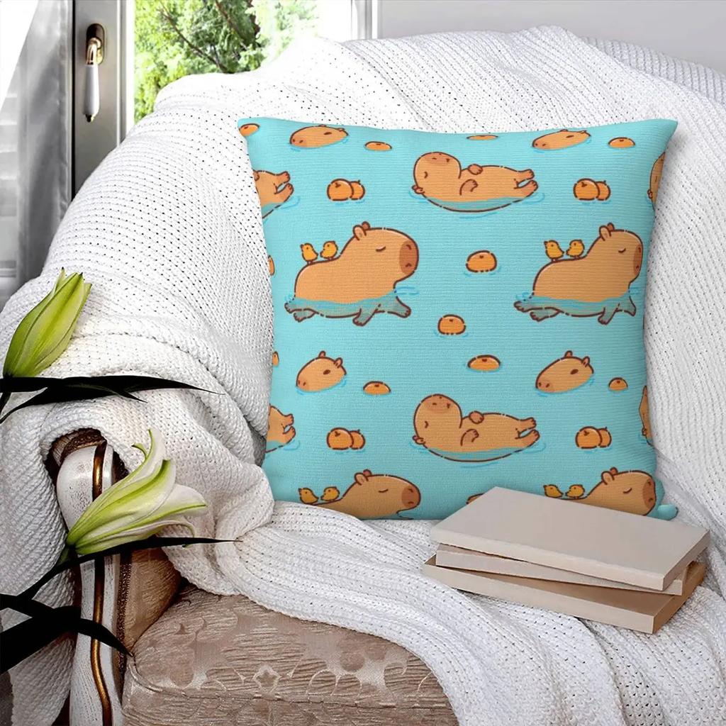 Capybara Pattern Swimming With Oranges Pillowcase Soft Cushion Cover Gift Throw Pillow Case Cover Bedroom Zippered