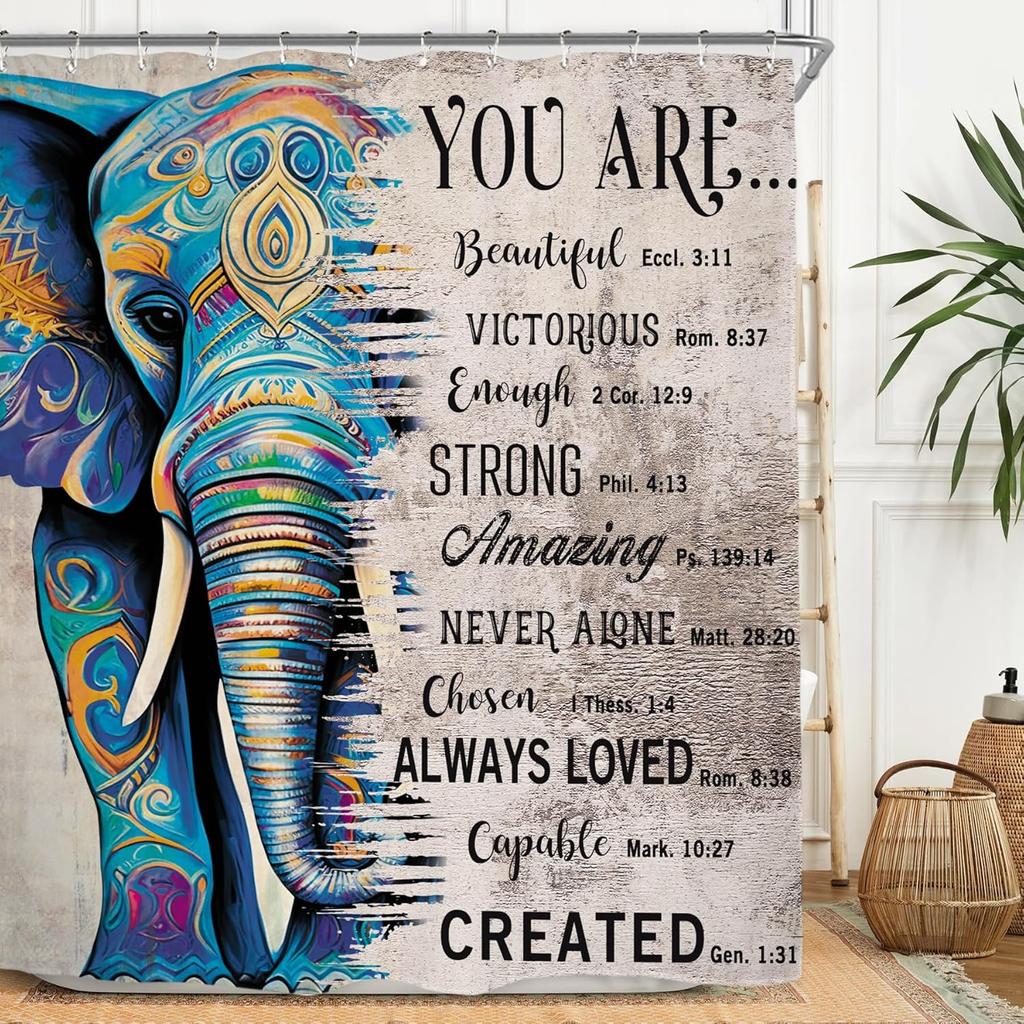 Lion Man Shower Curtain Set - Black/Gold Motivational Quotes, Waterproof Masculine Bath Decor Inspirational Male Design