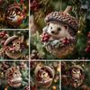 Detailed Woodland Animal Ornaments Pine Cone Christmas Ornaments 2D Flat Acrylic Forest Xmas Tree Pendant Retro Style Pendants Cute Hedgehog