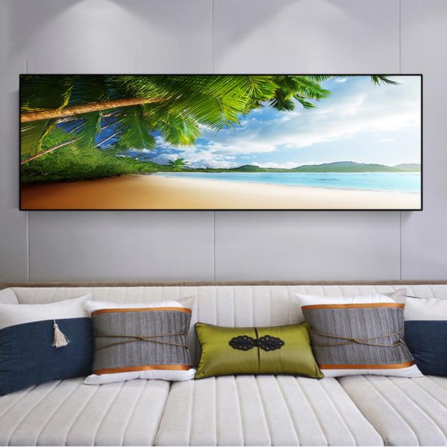 Landscape Sunset Beach Cloud Seascape Canvas Painting Tropics Palm Tree Coast Posters and Prints Wall Art Home Decor No Frame