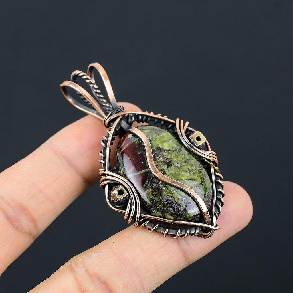 Dragon Blood Jasper 999 Copper Wire Wrapped Pendant, Handmade Gemstone Pendant Jewelry, Gifts For Wife Brand New Pendant