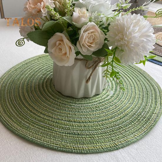 2 Pcs Anti-Slip Round Table Mat Set Woven Placemats Dining Table Non-Slip Coasters for Kitchen Heat Resistant Bowl Pads Drink Mats