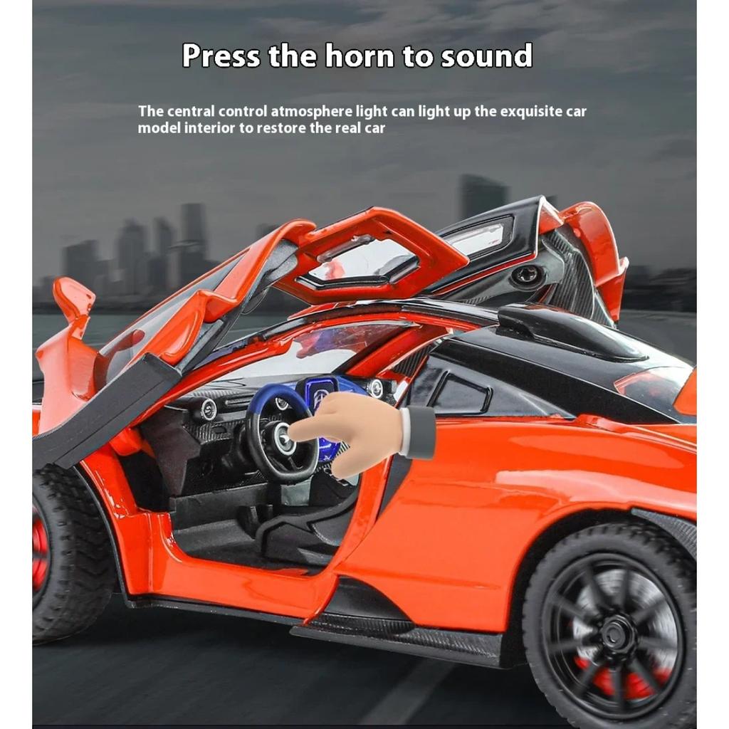 1/24 Mclaren Senna Super Sports Mini GT Kovová slitina Odlévaný model auta Zvukové světlo Sběratelský Hobby Displej Dekorativní Dárková krabička