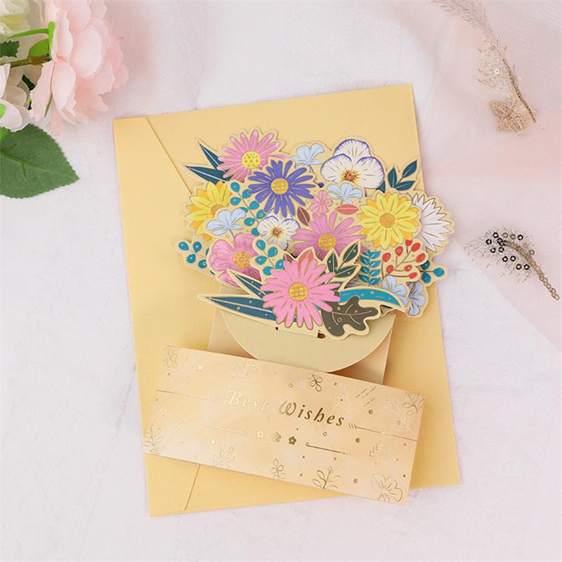 Creative 3D Pop-Up Bouquet Card G Craft Blahopřání Dárek ke Dni matek Valentýna Narozeniny Výročí Papír Holding