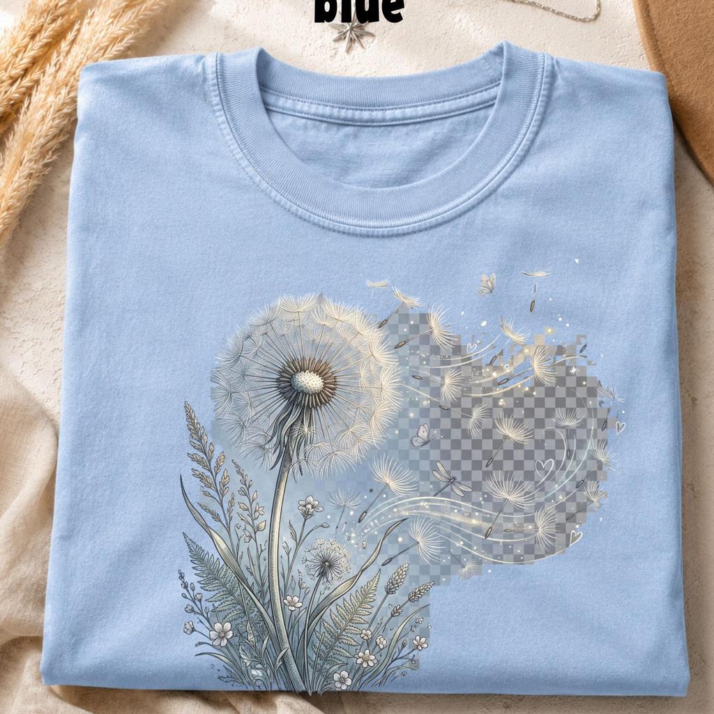 botanical dandelion t-shirt, nature lover tee, floral print shirt, unisex cotton crewneck, soft comfy, pastel graphic