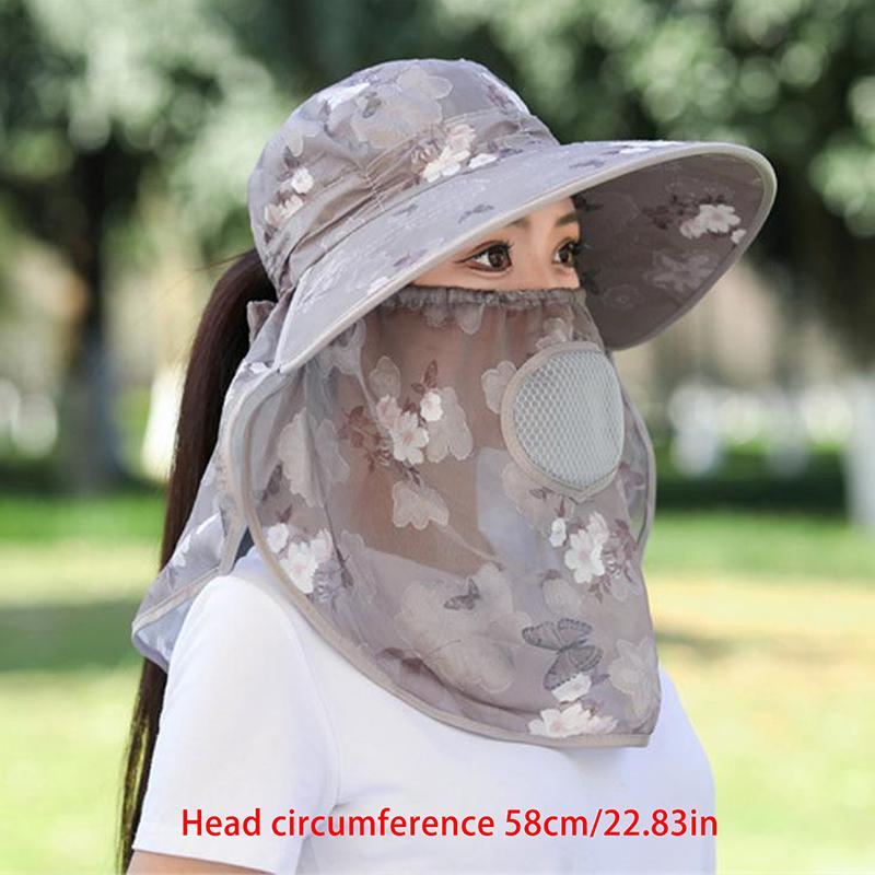 Light Sunshade Hat With Large Rim/Women'S Outdoor Tea Plucking Hat/Shawl Cap With Face Shield And Neck Protector