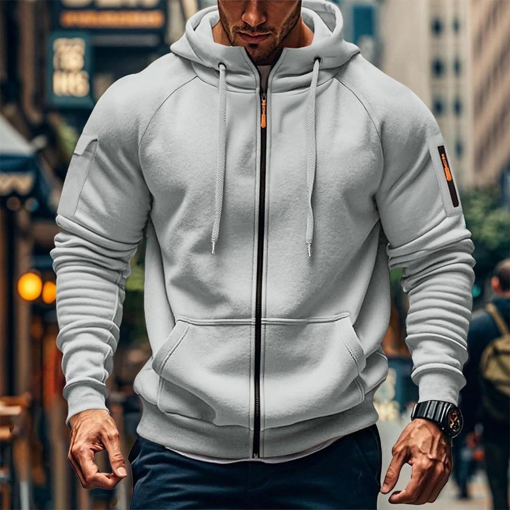 Men Athletic Workout Jacket Fashion Sweatshirt Pockets Fall Fashion Oversized Hoodies