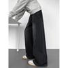 Men's Washed Patchwork Curved Jeans Spring Fall Loose Wide Leg Pants Streetwear Hip Hop Baggy Denim Trousers