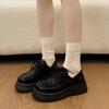 2026 New Spring Women Chunky Loafers Shoes Concise Round Toe Lace Up Shoes Female British Style Dress Leather Single Shoes