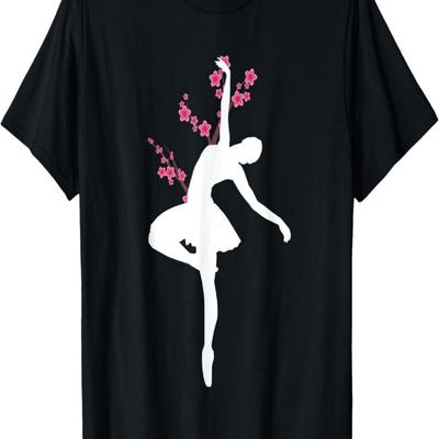 Auf Spitze Tänzerin Kirschblüte Ballerina Ballett T-Shirt