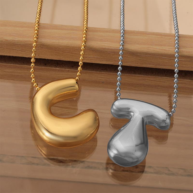 Cute Smooth Letter Necklace, Chubby Pendant, European and American Fashionable and Simple Collarbone Chain