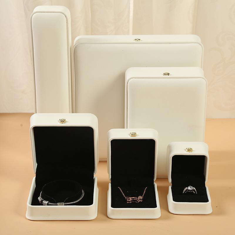 Crown Buckle PU Leather Jewelry Box for Rings, Necklaces, Bracelets, and Bangles
