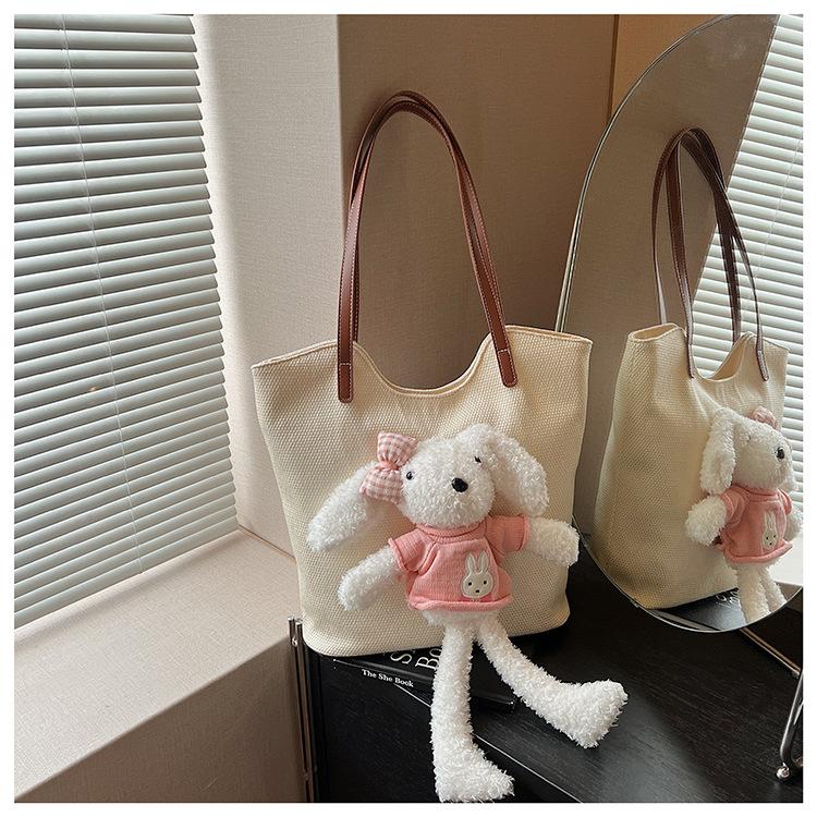 Large-capacity bag women's summer versatile new casual cartoon cute one-shoulder college student tote bag