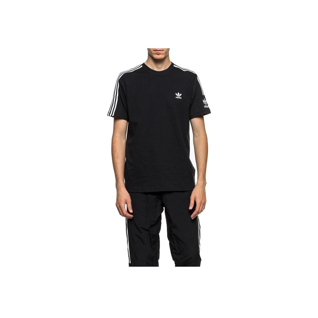 Adidas Originals Clover Retro 3-Stripes Tee Crew Neck Short Sleeve Men Tops Black ED6116