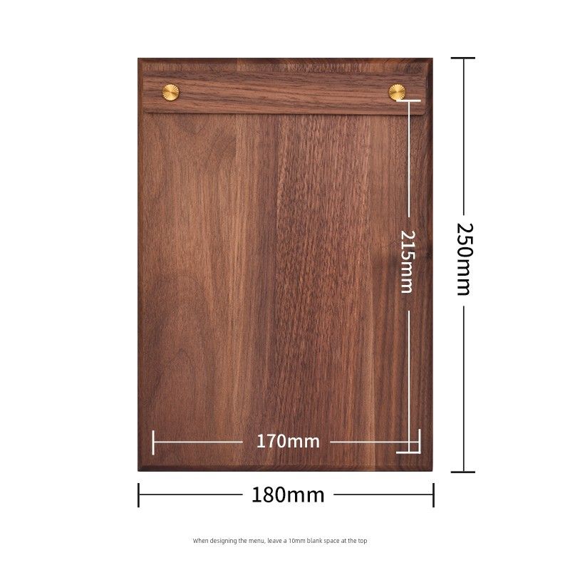 Fangye | Black Walnut Menu Holder Folder Solid Wood Base Plate Retro Textured Design Japanese Style Brass Coffee Restaurant