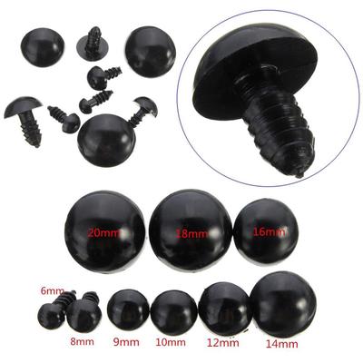 Einfache Nailart Handgemacht DIY Puppenzubehör schwarzer Kunststoff Kreativ Geschenke Bär/Puppen/Spielzeugtier Sicherheitsaugen 10 Stück 5-24mm