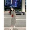 New Thin Niche Design Gray Casual T-shirt Dress Summer Women's Split-ended Long Dress