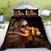 Bedding Set New Bed Cover 3D Skull Head Scary Print Family Bedroom Full Size Quilt Cover and Pillowcase Microfiber