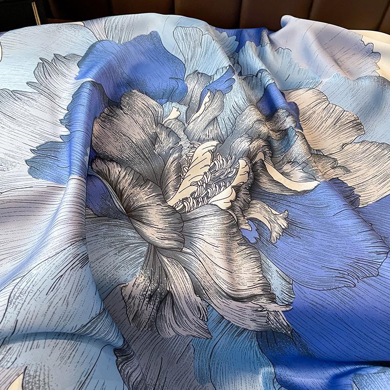 Four Seasons 180X90CM Shawls Fashion Soft Long Silk Scarves Women Sunscreen Print Beach Stoles Luxury Brand Satin Finish Scarf